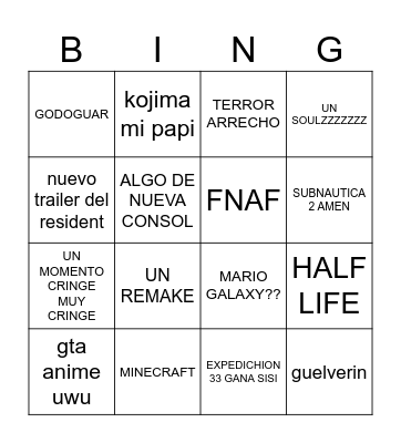 GEI AWARDS Bingo Card