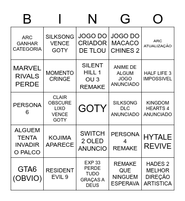 LGBT GOTY Bingo Card