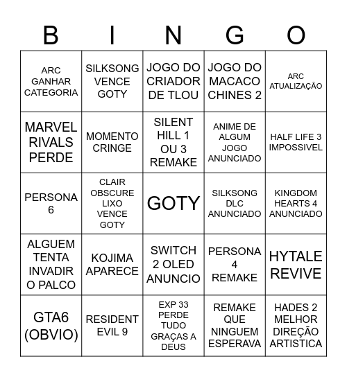 LGBT GOTY Bingo Card