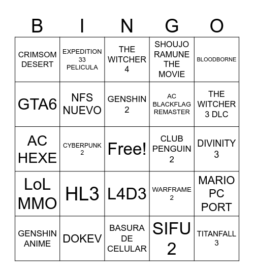 Kirk Awards Bingo Card