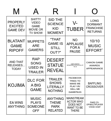 MARIO Bingo Card