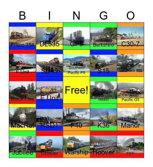 Railroads that I would like to visit besides Subway with PWP one day Bingo Card