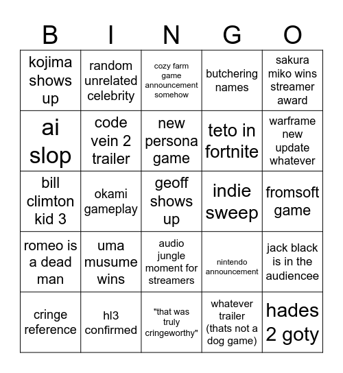 Untitled Bingo Card