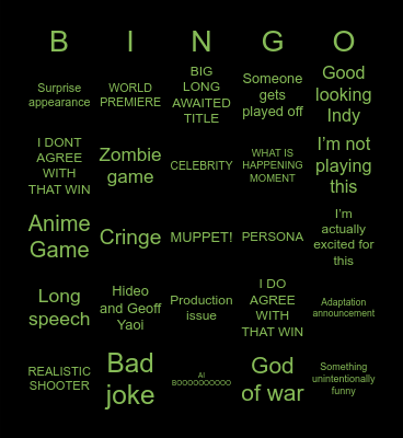 GAME AWARDS Bingo Card