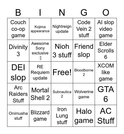 Game Awards :) Bingo Card