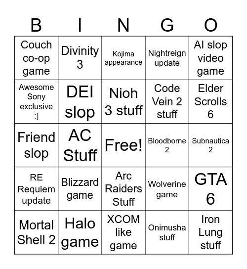 Game Awards :) Bingo Card