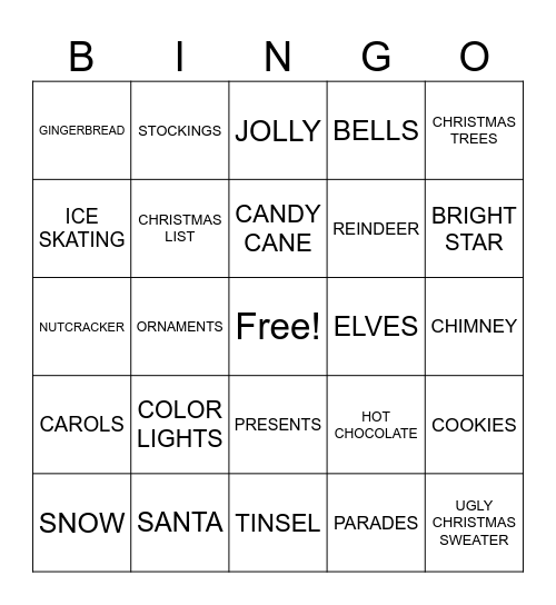 CHRISTMAS Bingo Card