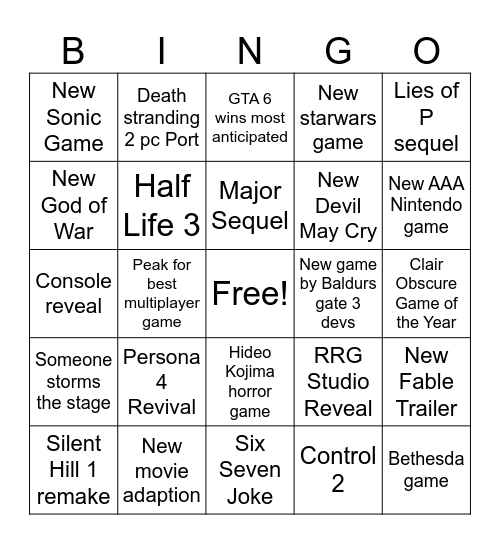 Untitled Bingo Card