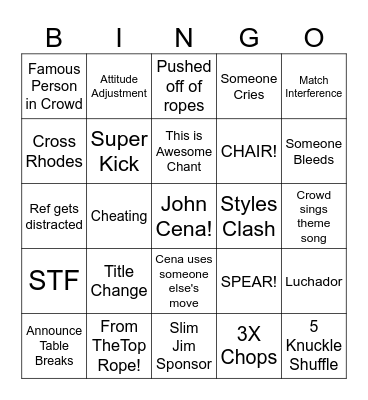 One Last Time! Bingo Card