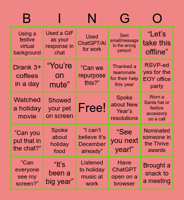EOY Findex Bingo Card