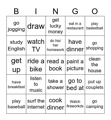 What time do you _______? Bingo Card