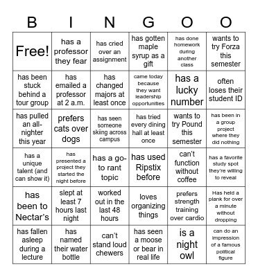 Find Someone Who Bingo Card