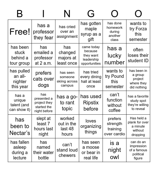 Find Someone Who Bingo Card