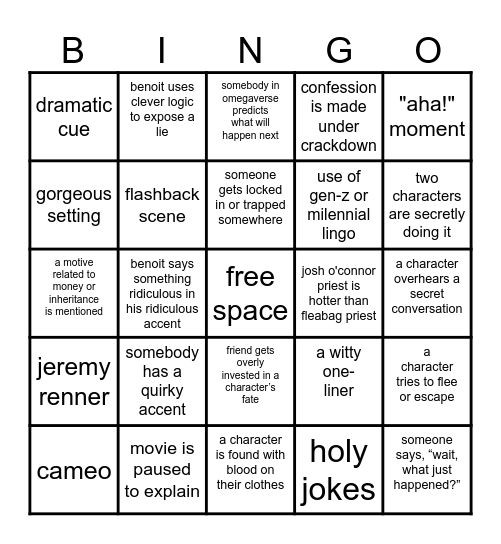 Wake Up Dead Man: A Knives Out Mystery Bingo Card