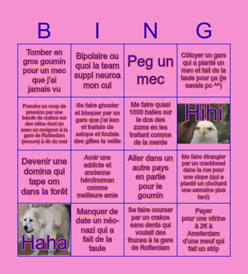 Inattendus du Bingo 2025!! Bingo Card