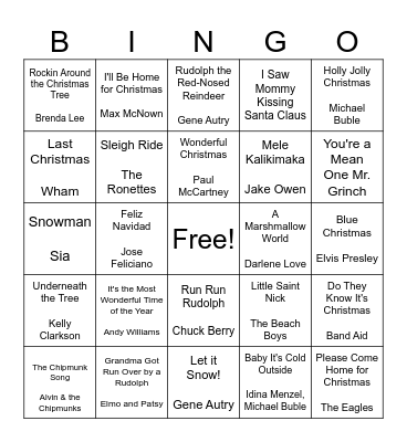 Christmas Bingo Card