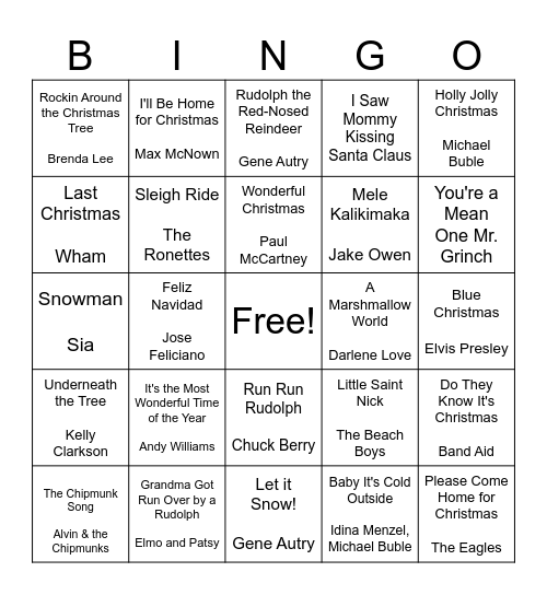 Christmas Bingo Card