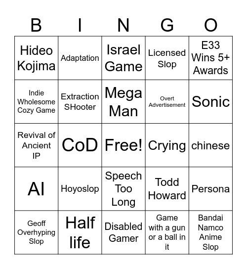Binger Bingo Card