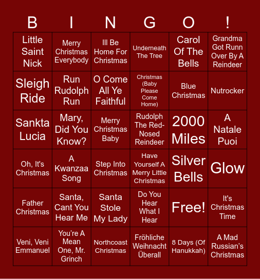 3. Holiday Songs From Around The World, Next Round Bingo Card