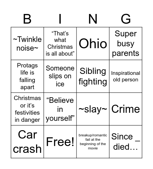Crimis Movie Bingo Card