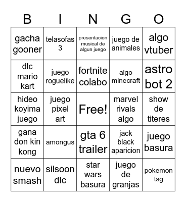 goty Bingo Card