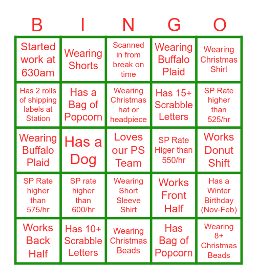 SmartPac Christmas Bingo Card