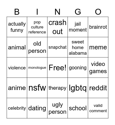 screenshots out of context Bingo Card