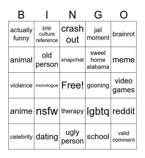 screenshots out of context Bingo Card