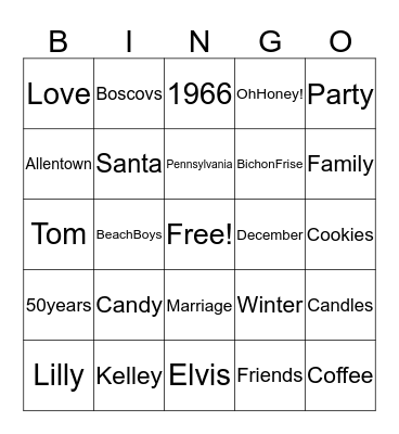 Anniversary Bingo! Bingo Card