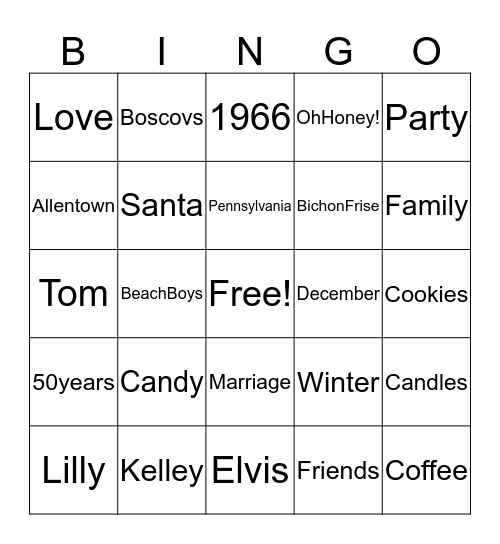 Anniversary Bingo! Bingo Card