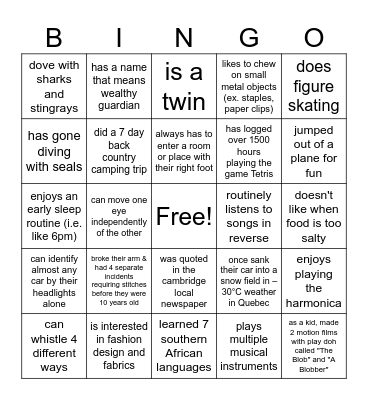 Find someone who ... Bingo Card