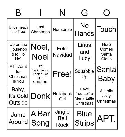 Jingle Jams BINGO Card