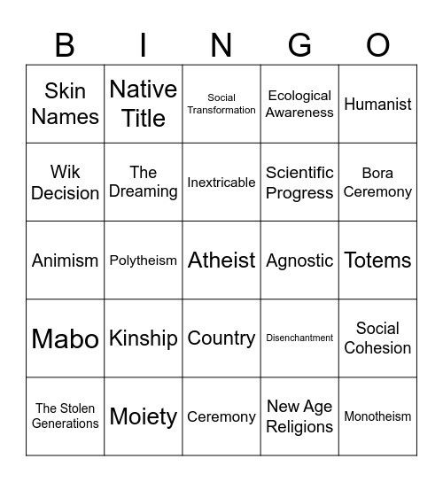 SOR Bingo Card