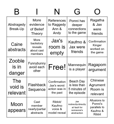 TADC EPISODE 7 Bingo Card