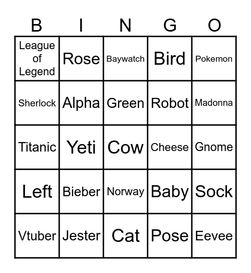 INFINITE BINGO Card