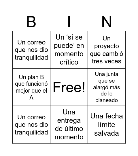 Momentos del año (vivencias reales) Bingo Card