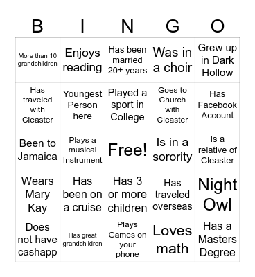 Cleaster Davis Birthday Tea Party Bingo Card