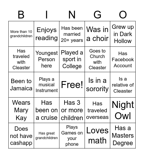 Cleaster Davis Birthday Tea Party Bingo Card