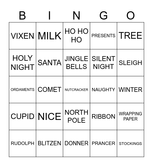 CHRISTMAS BINGO Card