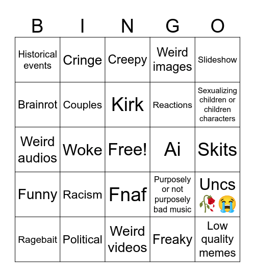TIKTOK BINGO Card