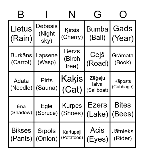Vecgada vakars Bingo Card