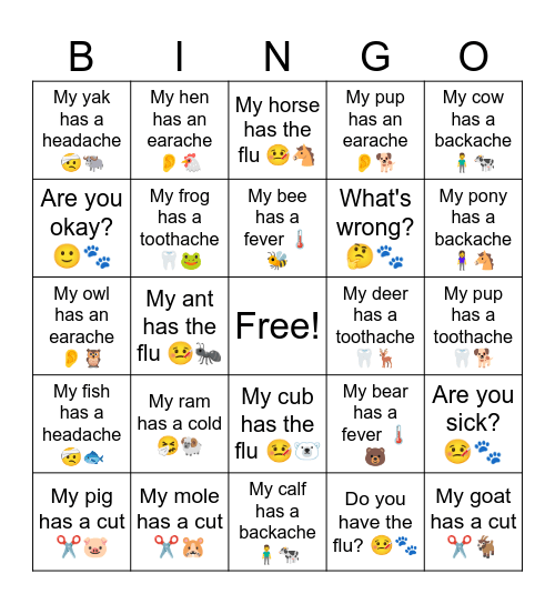 B2 L6 My pup has an earache 👂🐕 Bingo Card