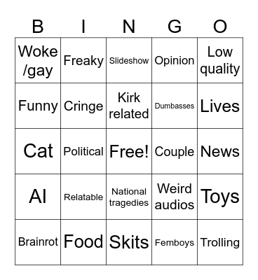 Bingo tiktok Bingo Card