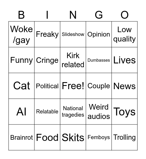 Bingo tiktok Bingo Card