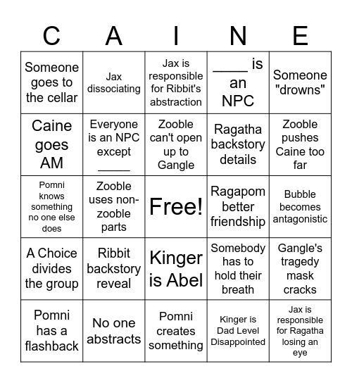 TADC Ep 7 Bingo Card