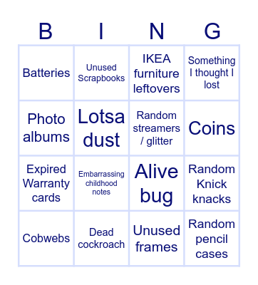 Cleaning Bingo Card