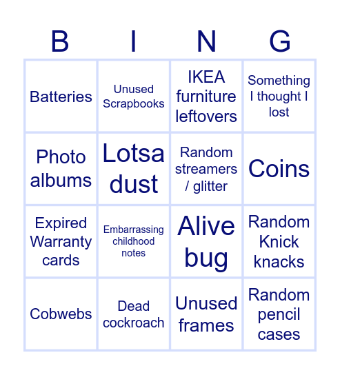 Cleaning Bingo Card