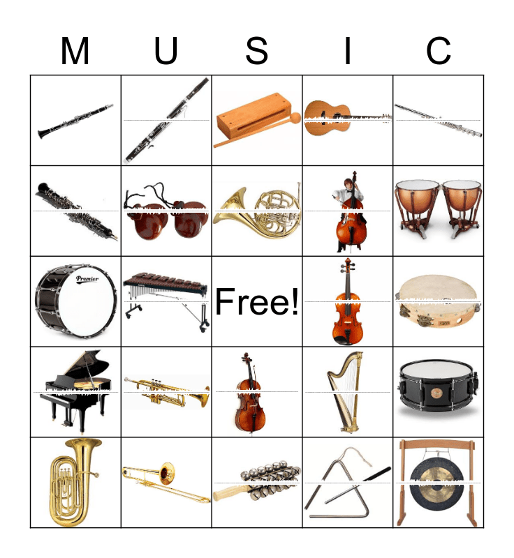 Musical Instruments Bingo Card