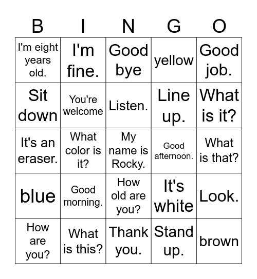 3 grade what's this Bingo Card