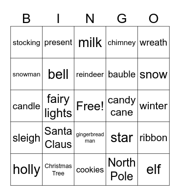 Merry Christmas Bingo Card